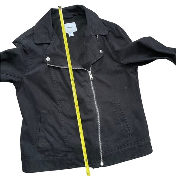 Old Navy Black Twill Moto Jacket Women’s Size Medium Biker Style - Picture 10 of 10